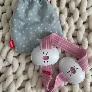 Alpine Pink and White Kids Headphones with Gray Polka Dot Bag